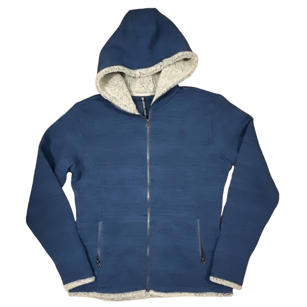 Kuhl Hoodie Womens Large Blue Sweatshirt Hooded Sweater Alfpaca Fleece Ladies